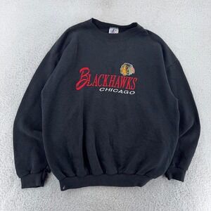 vtg 90s CHICAGO BLACKHAWKS LOGO AHTLETIC CREWNECK SWEATSHIRT LARGE NHL hockey